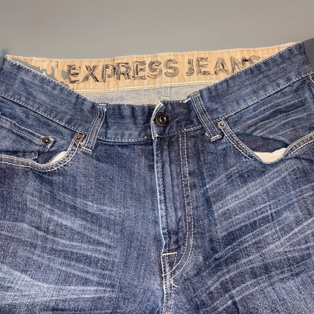 Express Mens Bootcut Jeans Blue Medium Wash Denim Mid Rise 5-Pocket 31x30